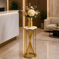 Gold Decorative Pedestal Table for Plants, Vases & Home Styling