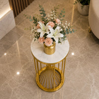 Gold Decorative Pedestal Table for Plants, Vases & Home Styling