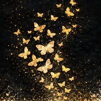 Gold Fish Swirl on Cosmic Ocean & Butterflies in Golden Stars Floating Frame Crystal Wall Painting Set of 3