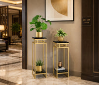 Gold Marble Plant Stand Set of 2