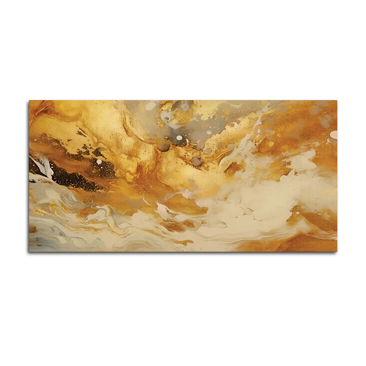 Golden Abstract Fluid Art Canvas Wall Painting for Home & Office