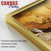 Golden Abstract Fluid Art Canvas Wall Painting for Home & Office