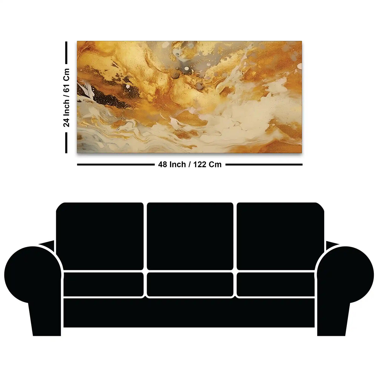 Golden Abstract Fluid Art Canvas Wall Painting for Home & Office