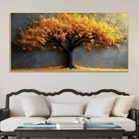 Golden Amber Autumn Tree Canvas Wall Painting for Home & Office