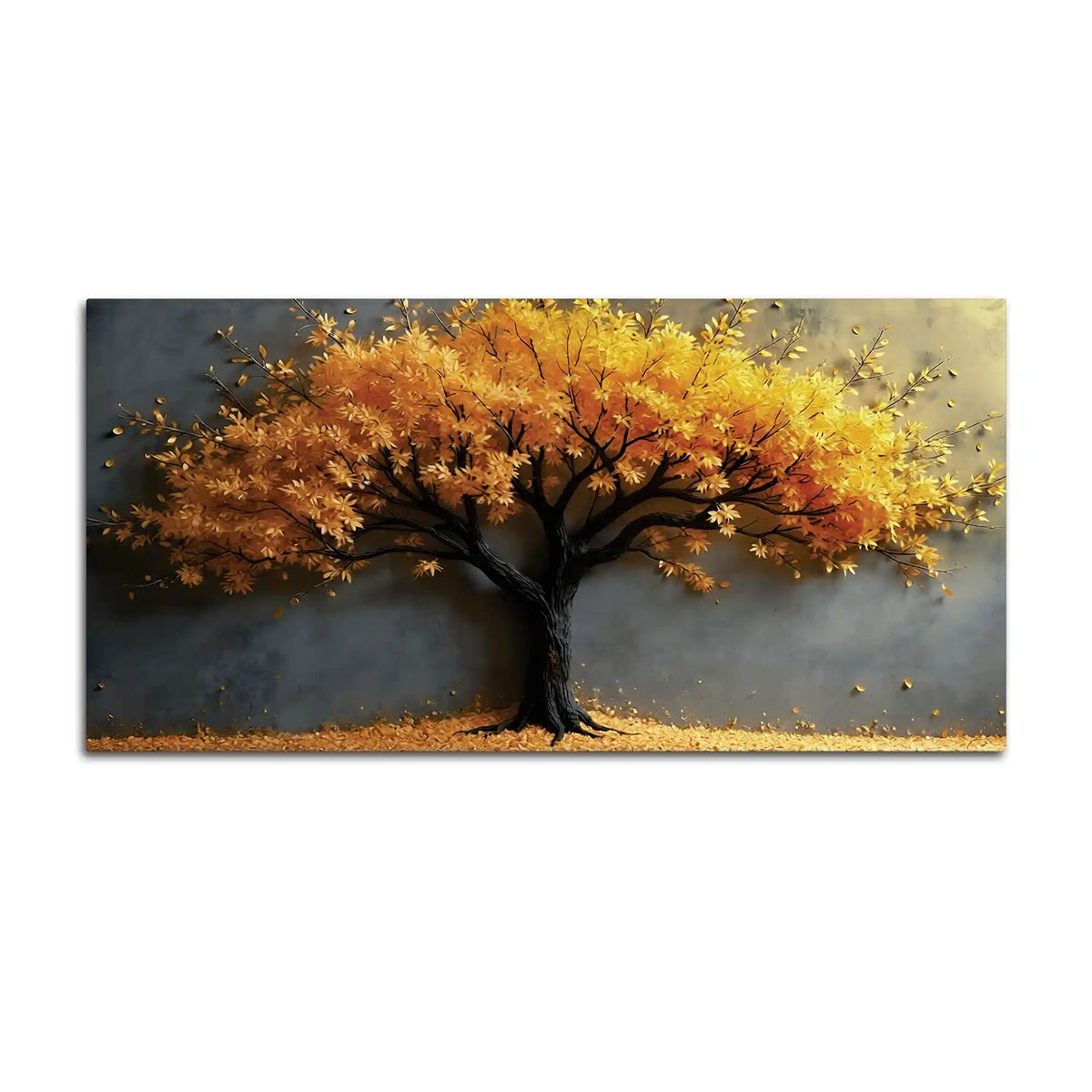 Golden Amber Autumn Tree Canvas Wall Painting for Home & Office