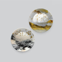 Golden Birds Flying Luxurious Art Wall Hanging Plates of Two Pieces