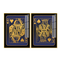 Golden Card of King and Queen Acrylic Floating Wall Painting Set of 2