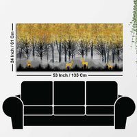 Golden Deer in Dark Forest Canvas Wall Painting