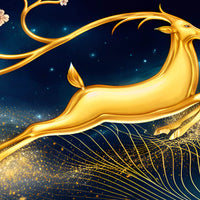 Golden Deer Runs Beneath the Moonlight Floating Frame Crystal Wall Painting Set of 3