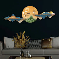 Golden Deer Sunrise Landscape Premium Crystal Glass Backlit LED Wall Art