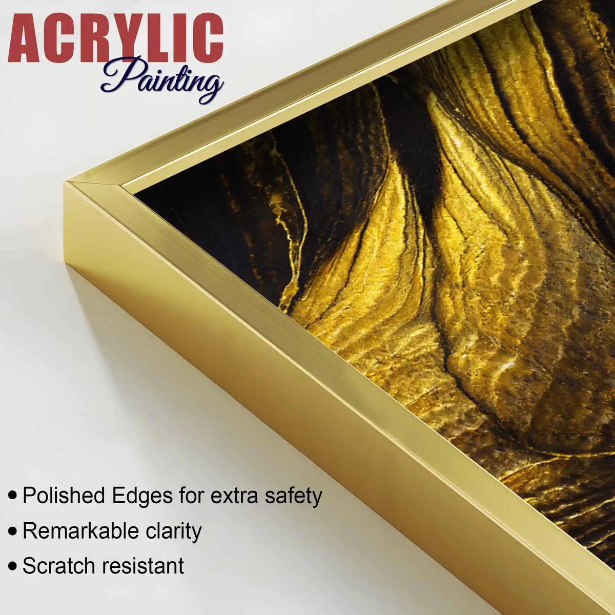 Golden Essence Infinite Gilding Acrylic Floating Wall Painting Set of 3
