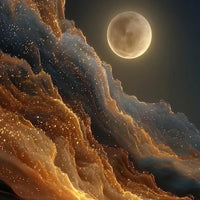 Golden Flowing River Floating Frame Crystal Wall Painting