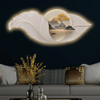 Golden Ginkgo Leaves Premium Crystal Glass Backlit LED Wall Art