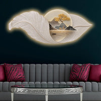 Golden Ginkgo Leaves Premium Crystal Glass Backlit LED Wall Art