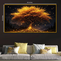 Golden Glow Tree Crystal Glass Painting for Modern Luxury Decor