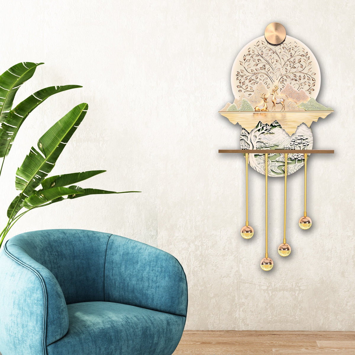 Golden Harmony Crystal Glass Backlit LED Wall Art
