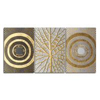 Golden Leaf and 3D Pattern Wall Painting of 3 Pieces