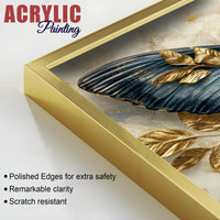Golden Leaves & Aesthetic Butterfly Acrylic Floating Wall Painting Set of 2