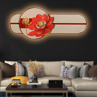 Golden Lotus Elegance Crystal Glass Backlit LED Wall Art