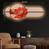 Golden Lotus Elegance Crystal Glass Backlit LED Wall Art