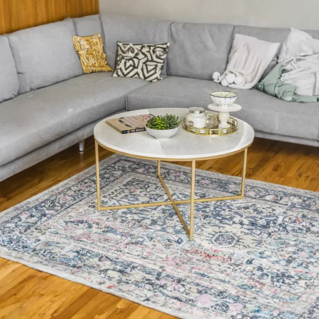 Golden Minimalist Metal Center Table in Criss Cross Design