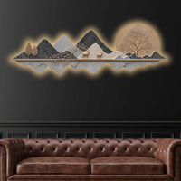 Golden Deer Moon Valley Premium Crystal Glass Backlit LED Wall Art