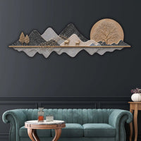 Golden Deer Moon Valley Premium Crystal Glass Backlit LED Wall Art
