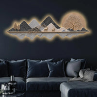 Golden Deer Moon Valley Premium Crystal Glass Backlit LED Wall Art