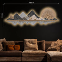 Golden Deer Moon Valley Premium Crystal Glass Backlit LED Wall Art