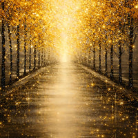 Golden Moon Deer Tree & Forest Path Floating Frame Crystal Wall Painting Set of 3