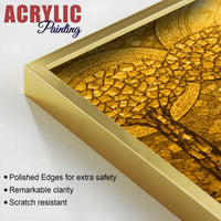 Golden Mosaic Forest Acrylic Floating Wall Painting Set of 2