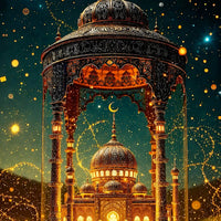 Golden Mosque Dome Floating Frame Crystal Wall Painting