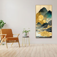 Golden Mountain Scenery of Mount Fuji Premium Wall Painting