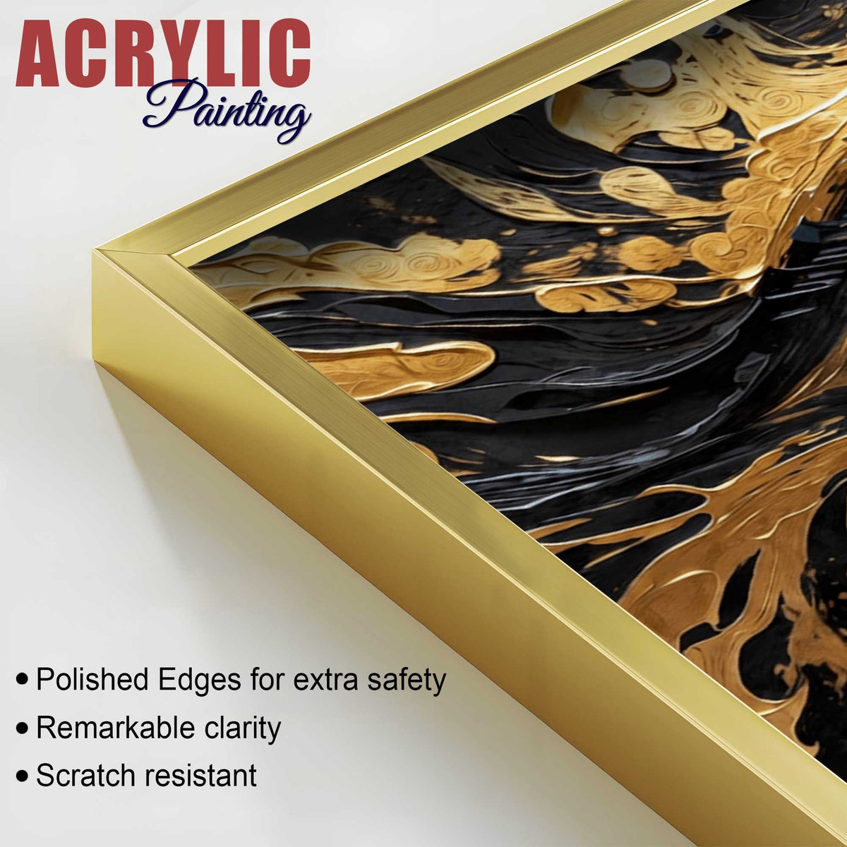 Golden Mystic Eye Acrylic Floating Wall Painting Set of 2