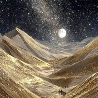 Golden Sand Dunes Under Moonlight Floating Frame Crystal Wall Painting
