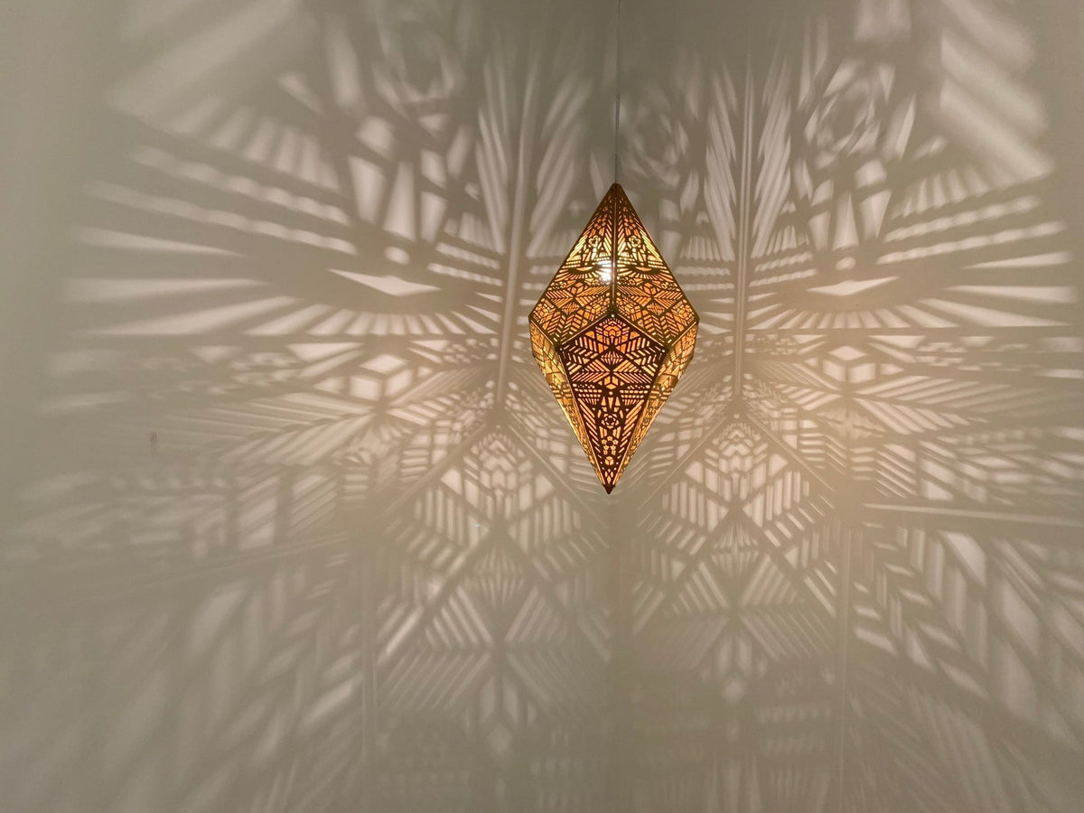Golden Shadow Casting Hanging Lamp