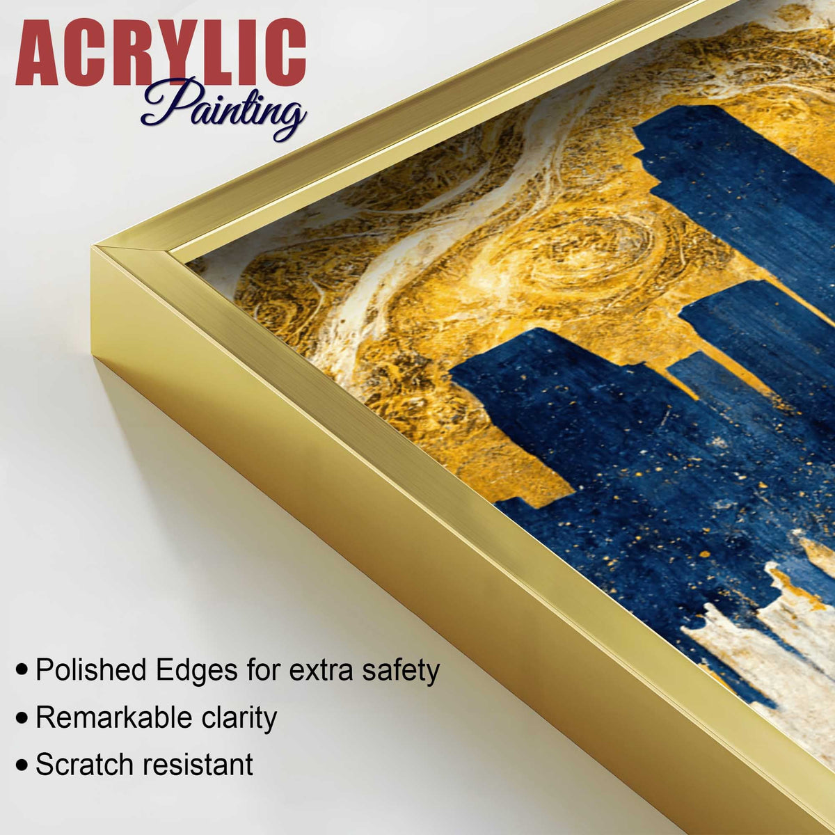Golden Skyline Abstract Cityscape Acrylic Floating Wall Painting Set of 2