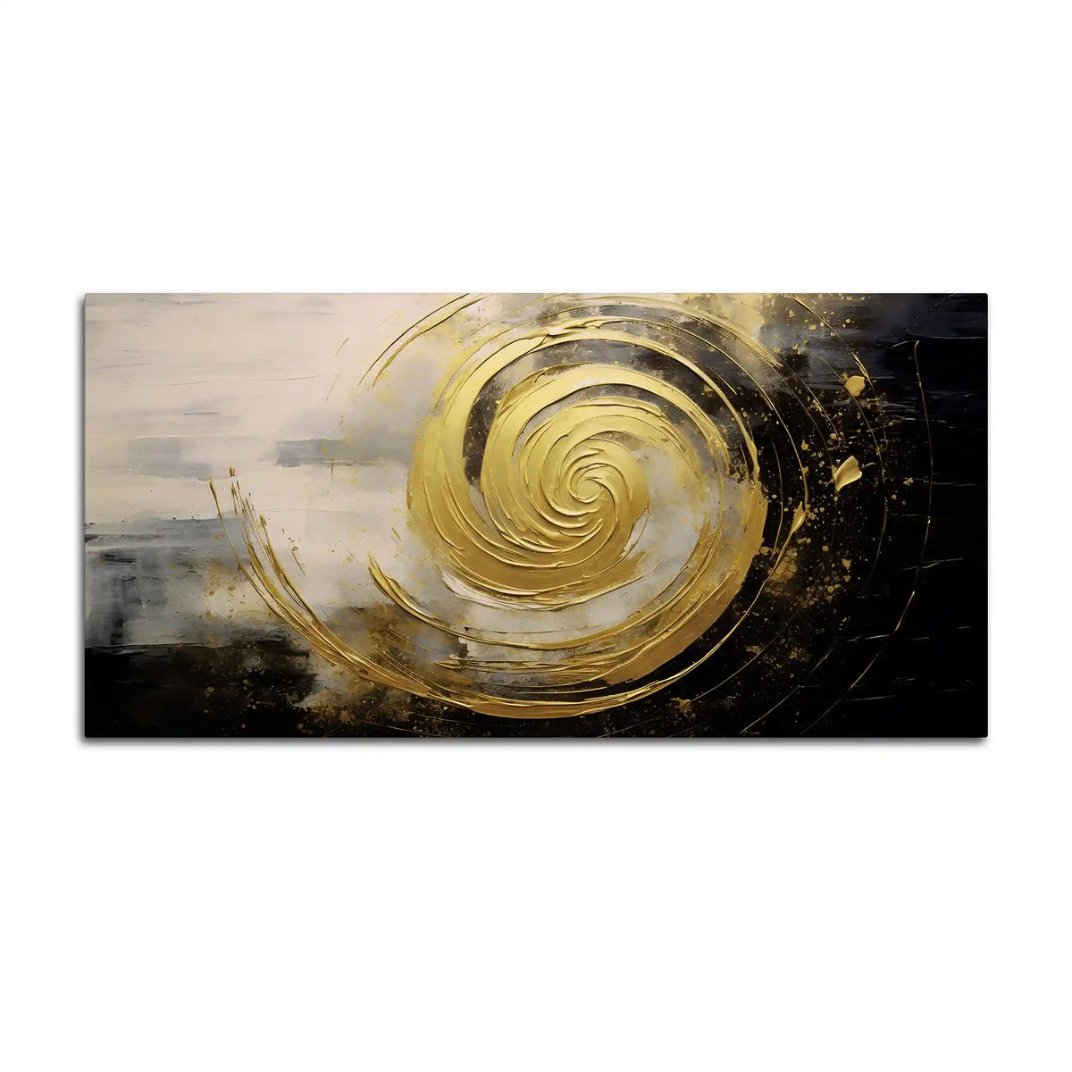 Golden Spiral Abstract Canvas Painting for Modern Home Décor
