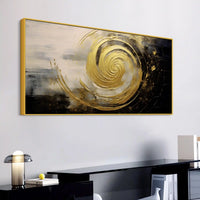 Golden Spiral Abstract Canvas Painting for Modern Home Décor