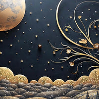 Golden Starry Night Crystal Glass Painting for Elegant Hallway Wall Décor