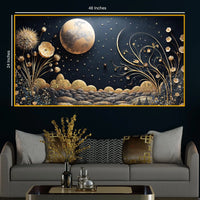 Golden Starry Night Crystal Glass Painting for Elegant Hallway Wall Décor