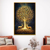 Golden Tree of Life Floating Frame Crystal Wall Painting