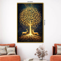 Golden Tree of Life Floating Frame Crystal Wall Painting