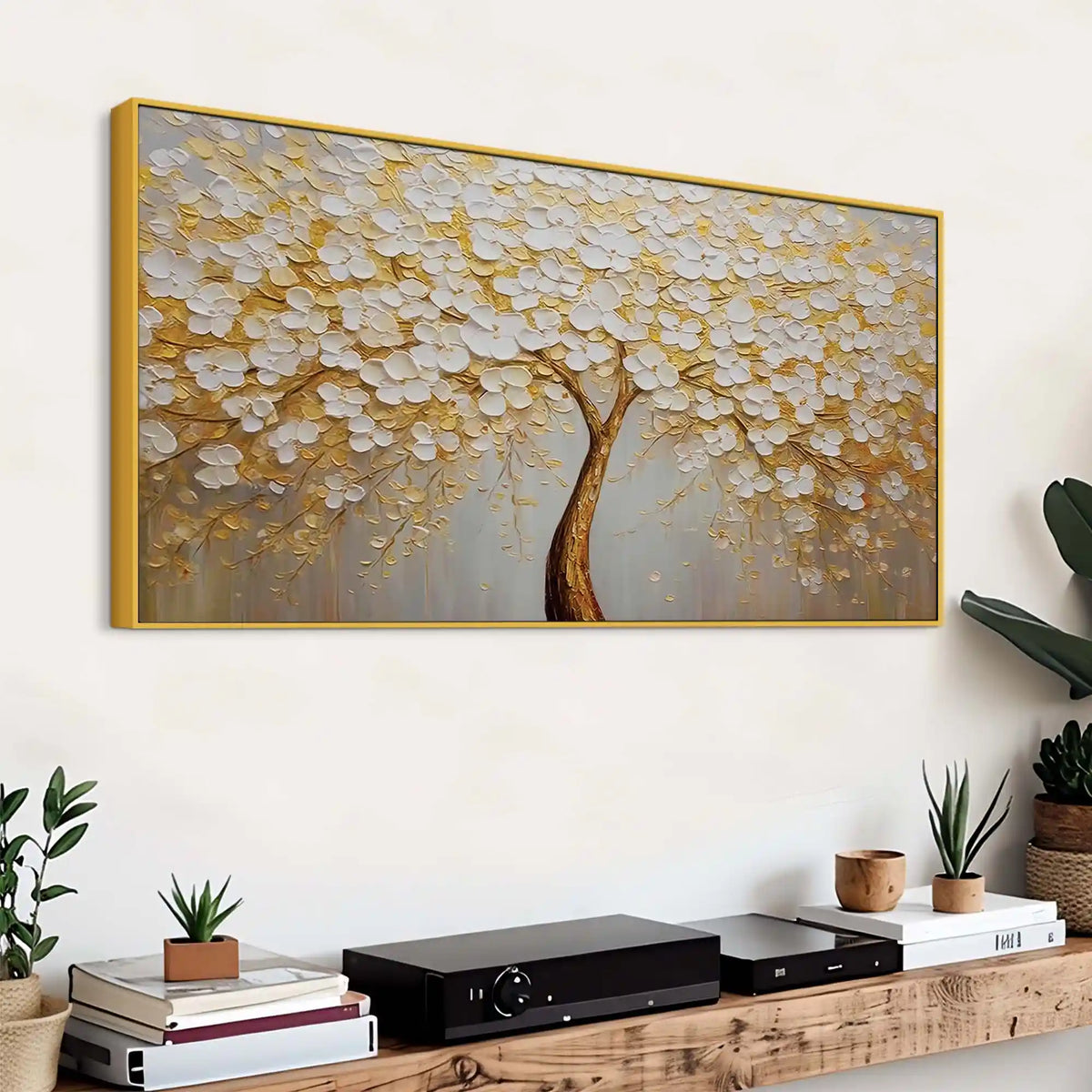 Golden Tree Wall Art Abstract Canvas Painting