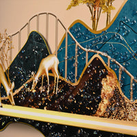 Golden World of Peace Framed Crystal Glass Painting