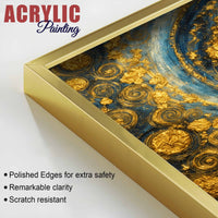Gorgeous Golden Cosmic Spiral Acrylic Floating Wall Painting Set of 2