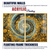 Gorgeous Golden Cosmic Spiral Acrylic Floating Wall Painting Set of 2