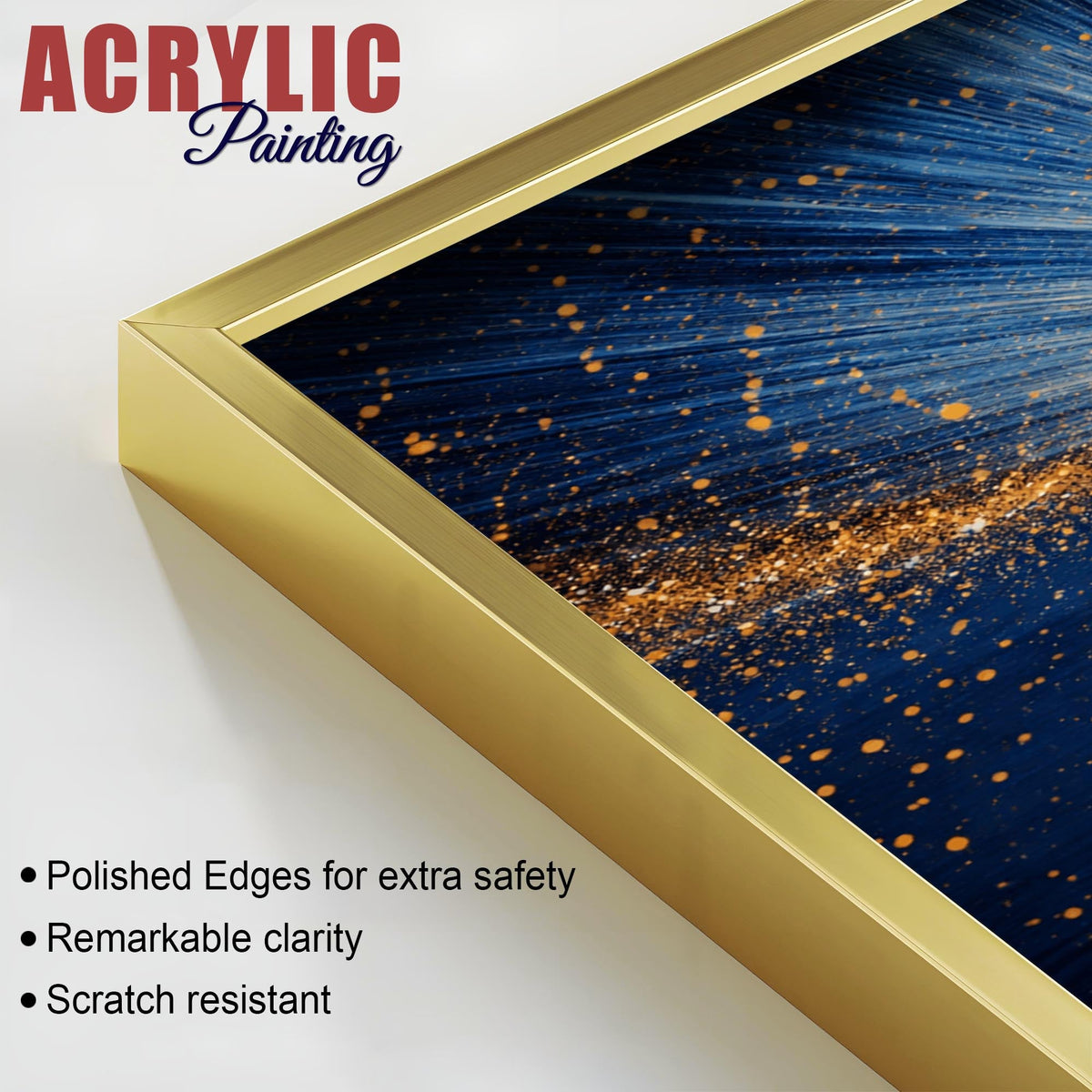 Gorgeous Golden Sunrise Over Ocean Acrylic Floating Wall Painting Set of 2