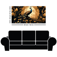Gorgeous Peacock Under the Golden Moon Canvas Wall Painting