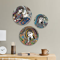 Grace & Glory Folk Art Premium Wall Plates Painting Set of 3